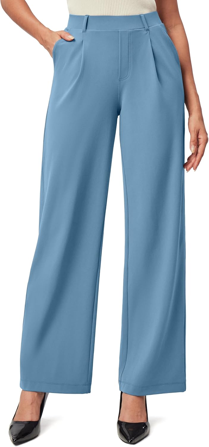 IUGA Womens Dress Pants Wide Leg Pull On Stretchy Work Pants