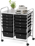 12 Drawer Rolling Storage Cart Black - Mobile Office & Craft Organizer