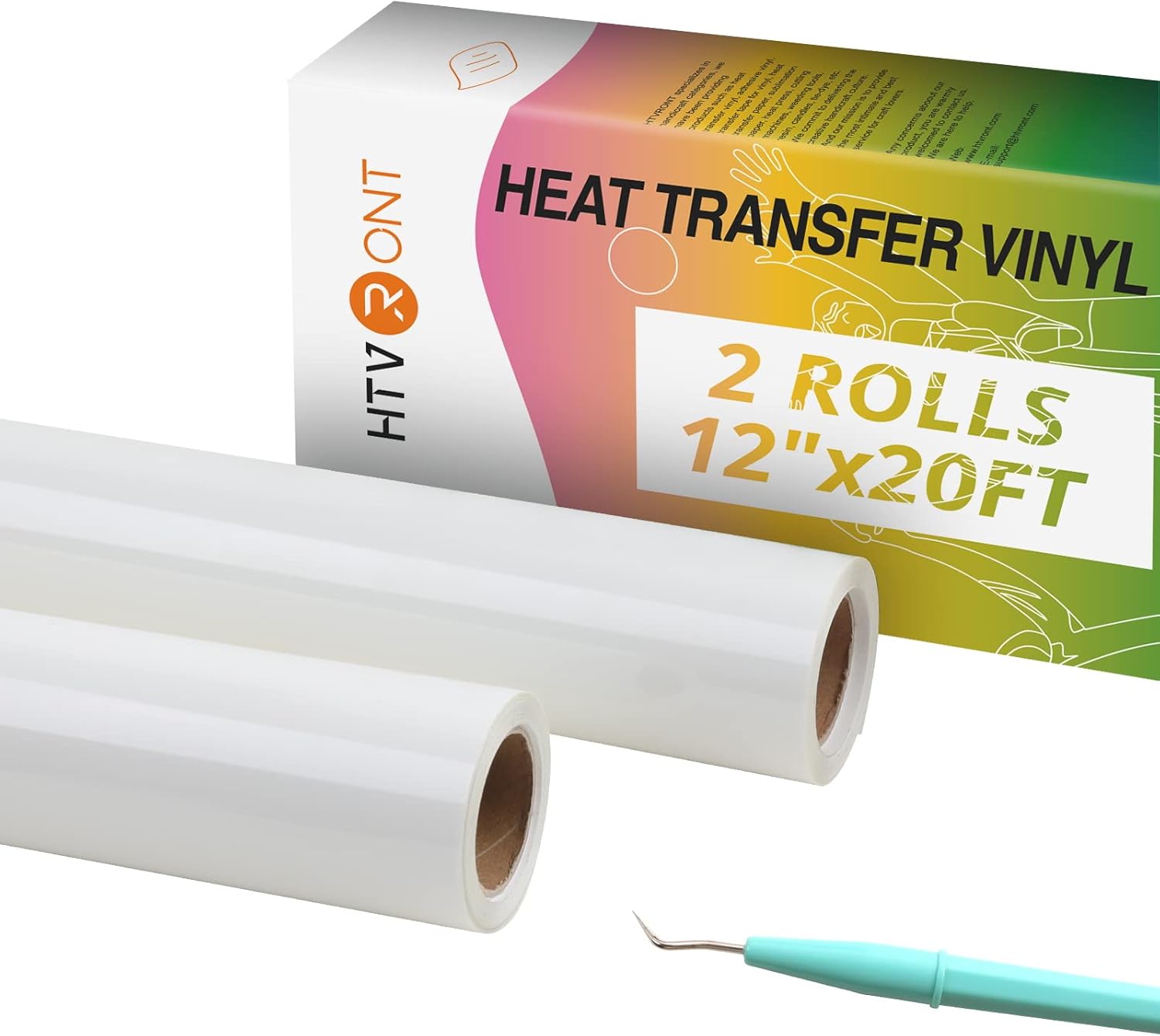 HTVRONT Heat Transfer Vinyl Rolls - Easy to Use White HTV