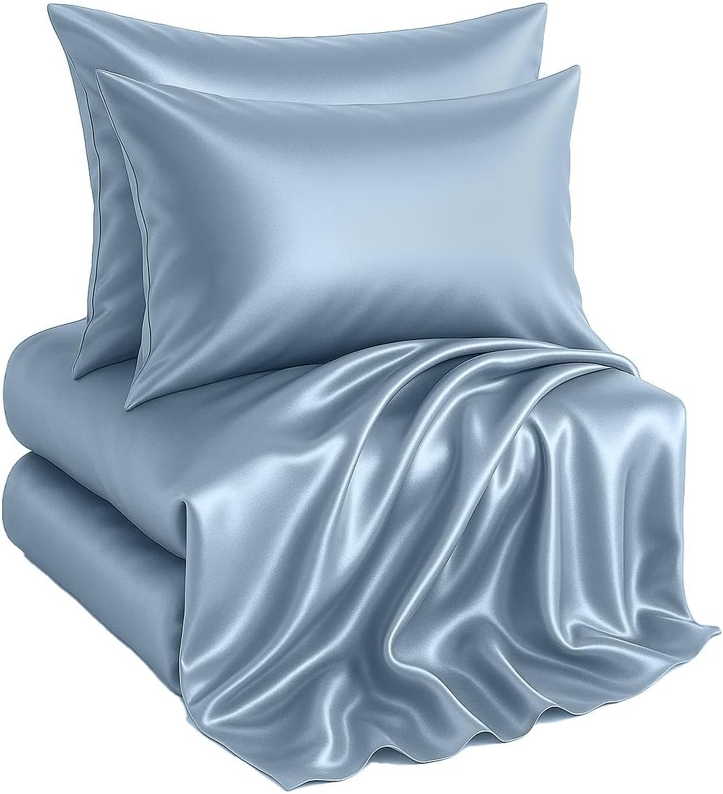 Casa Platino King Size Satin Bed Sheets Set - Soft & Gentle