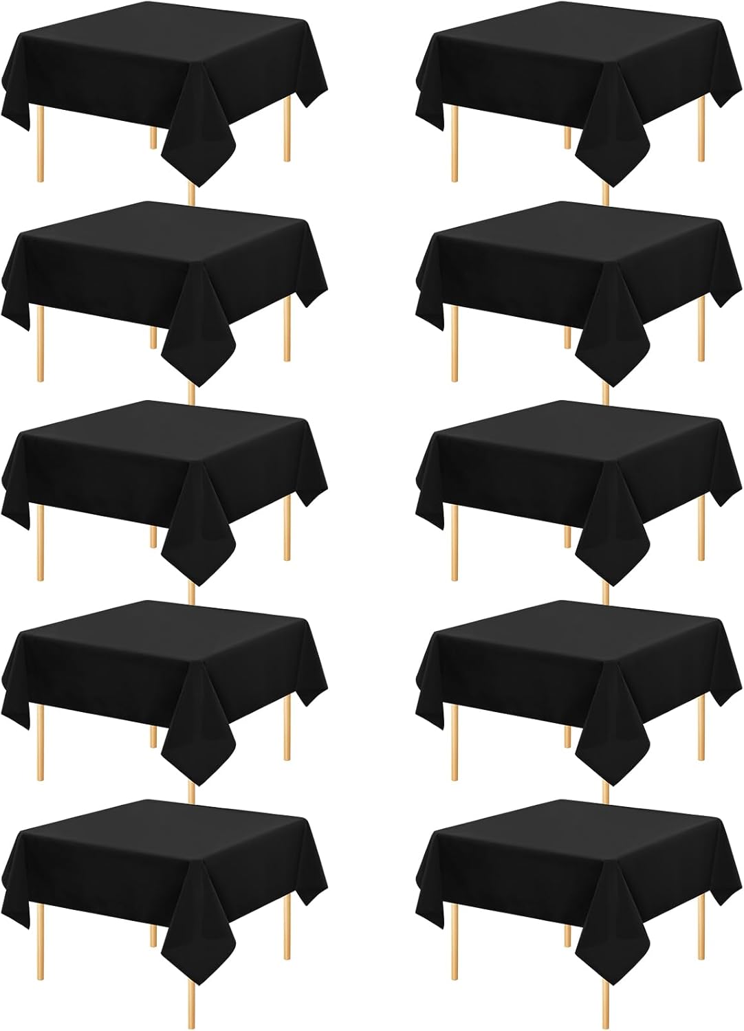 fani 10 Pack Black Tablecloths 52 x 52 Inch for Events