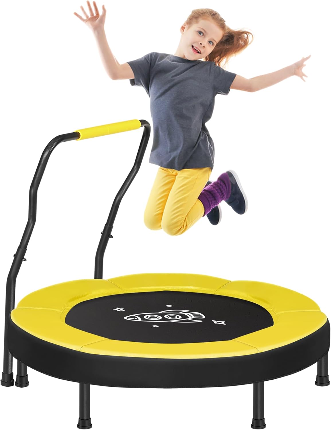 SONGMICS 3ft Mini Trampoline for Kids with Safety Handlebar
