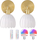 Vintage Battery Operated Wall Sconce Set of 2 - Rechargeable Bedside