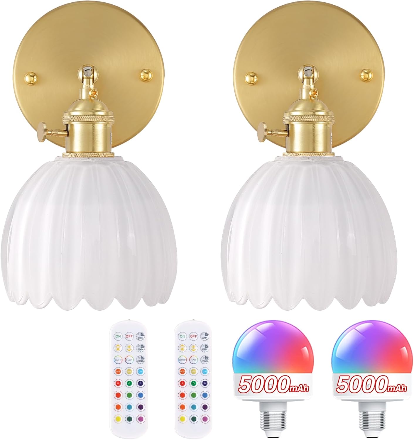 Vintage Battery Operated Wall Sconce with Remote Control Set