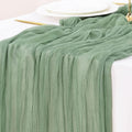 Sage Green Cheesecloth Table Runner 35in x 120in - Rustic Boho Table