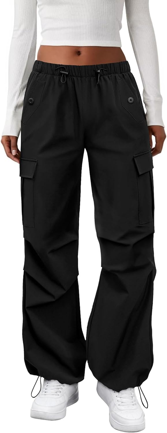 Cargo Pants Women Elastic Waisted Hiking Pants with Pockets