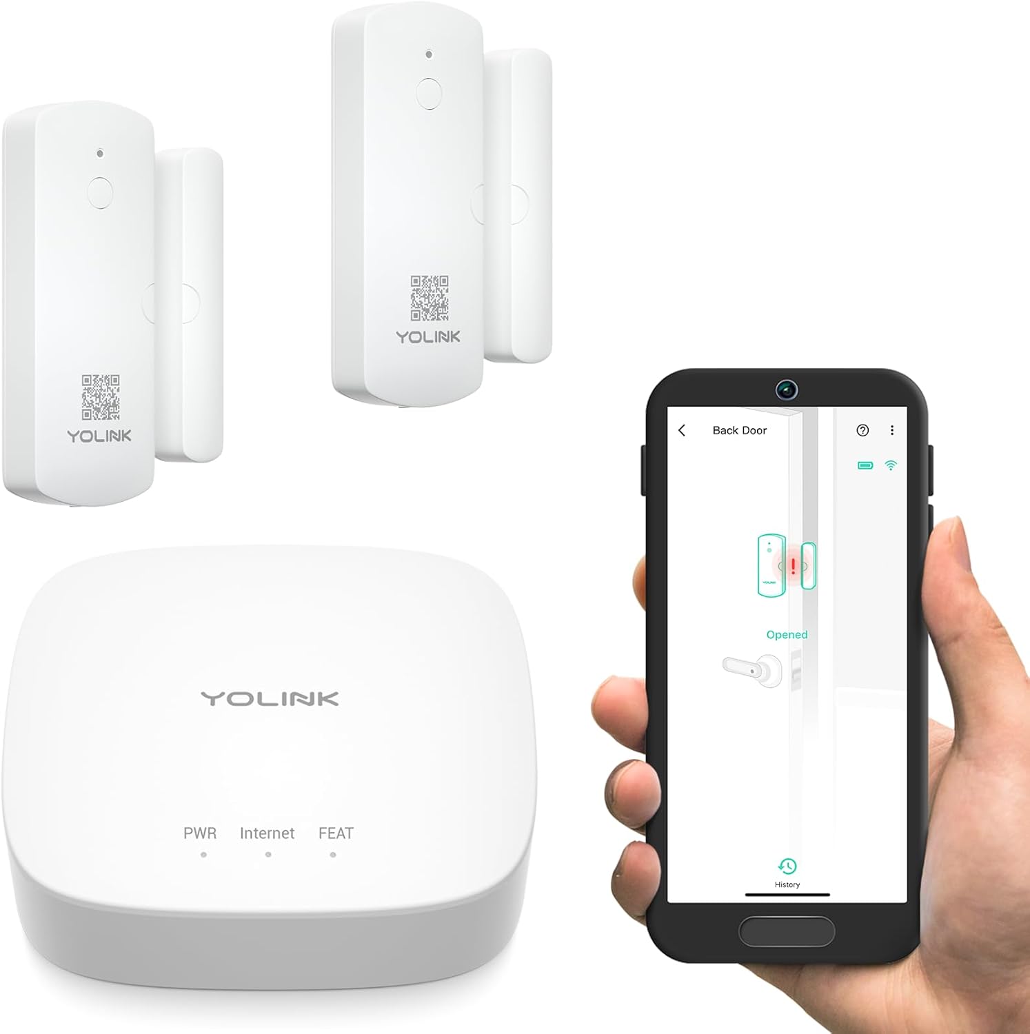 YoLink LoRa Smart Door Sensor Kit with Hub and 2 Sensors