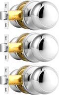 Probrico Polished Chrome Passage Door Knobs 3 Pack - Clean Interior