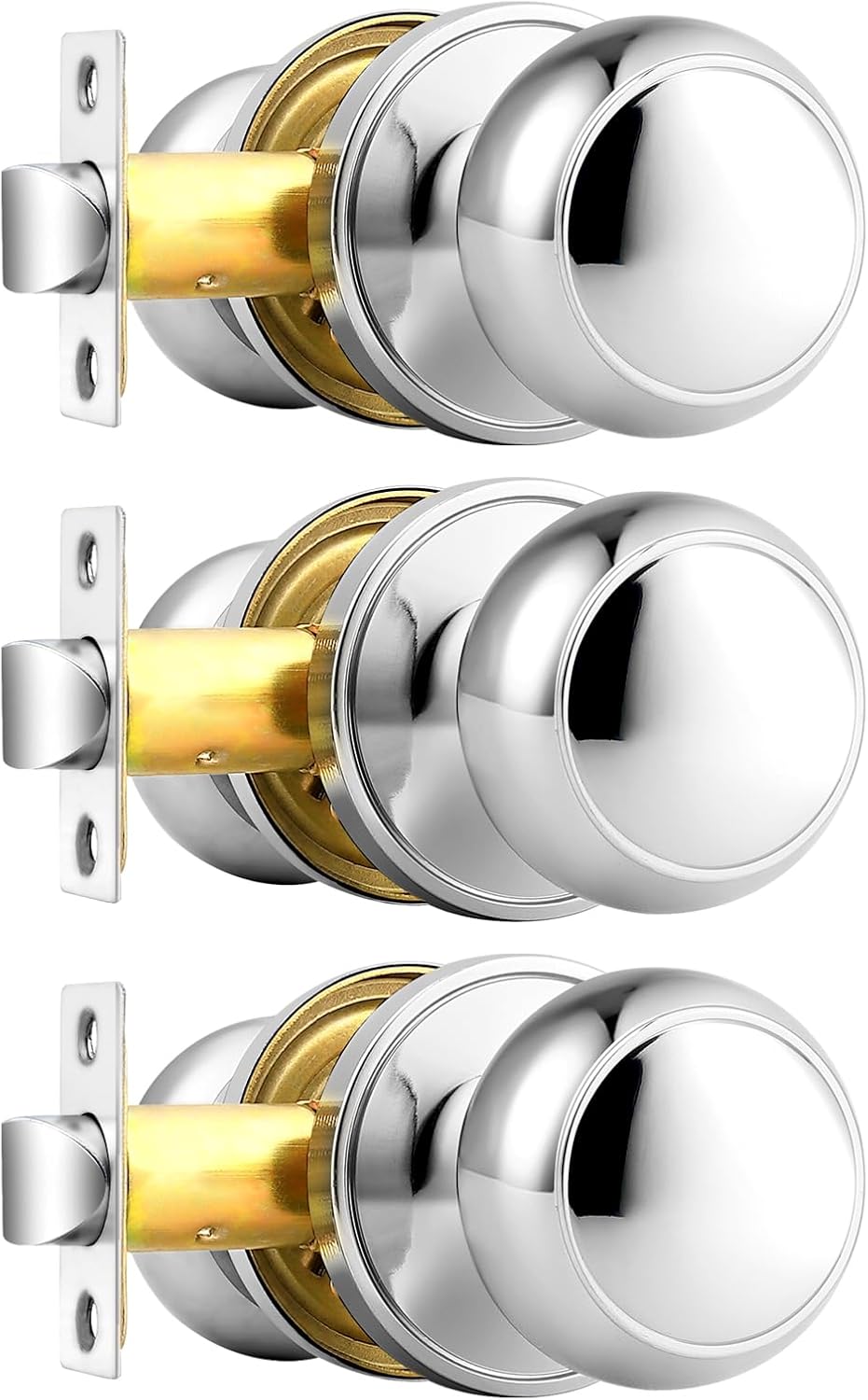 Probrico Polished Chrome Passage Door Knobs for Interior Doors