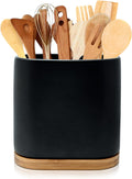 Large Ceramic Utensil Holder for Countertop - Minimal Black