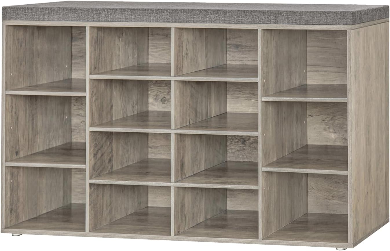 DINZI LVJ Shoe Storage Bench with Cushion for Entryway and More