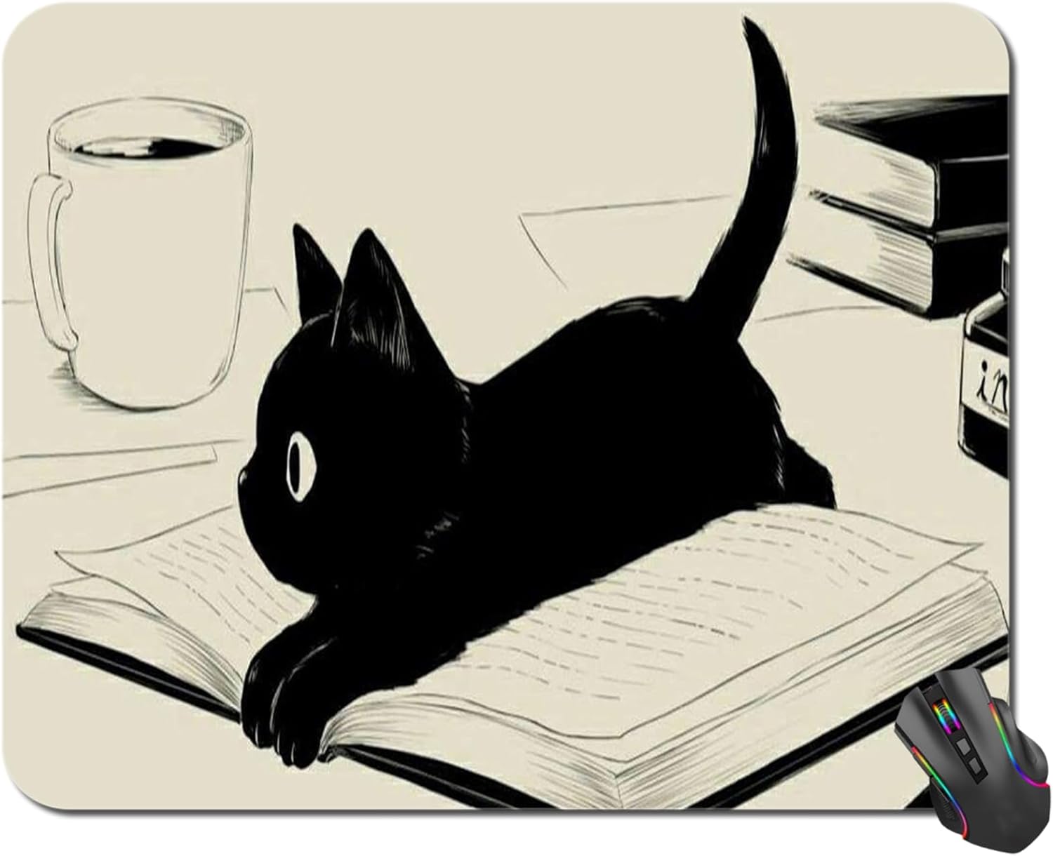 Non-Slip Green Anime Mouse Pad for Office - Cute Cat Design