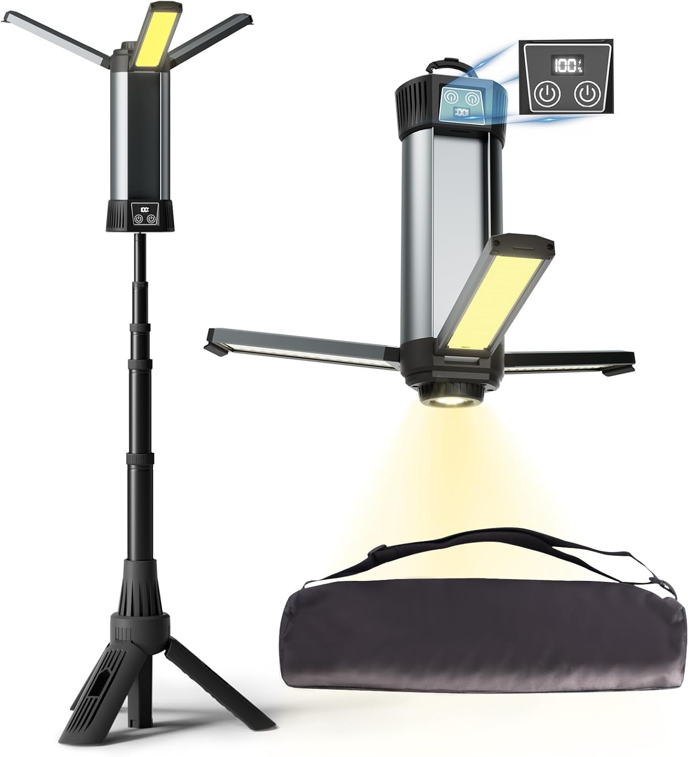 Portable 2000 Lumen LED Work Light Set