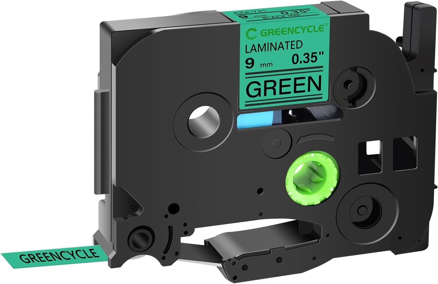 GREENCYCLE Compatible TZe-721 Black on Green Label Tape 100 Pack