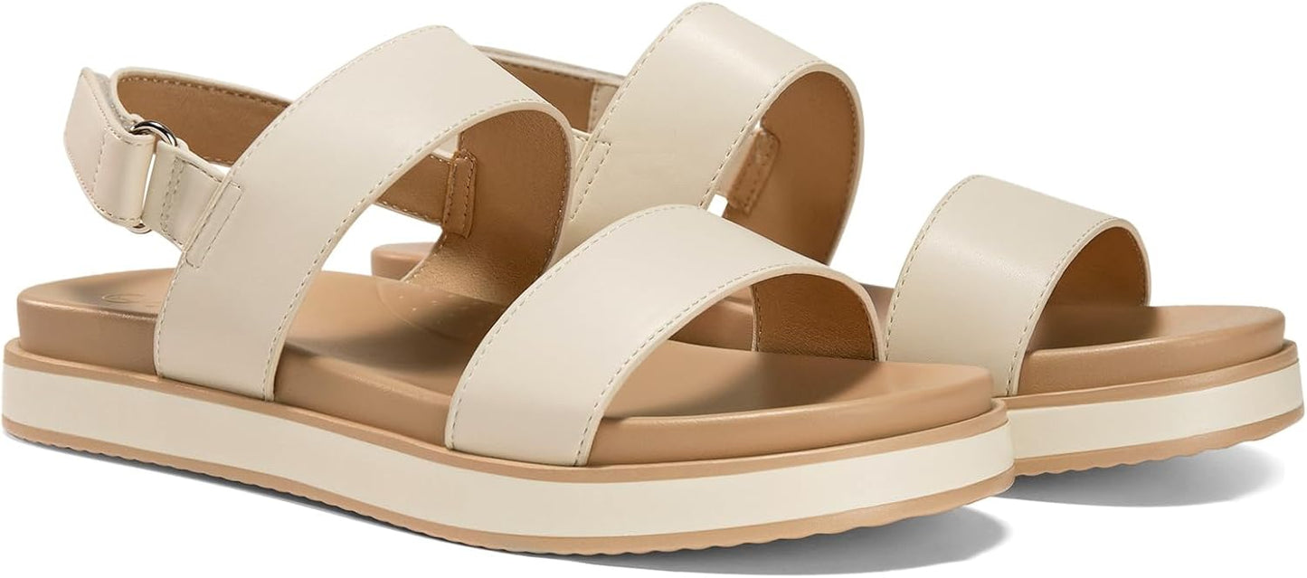 Coutgo Womens Flat Sandals with Adjustable Double Strap Design