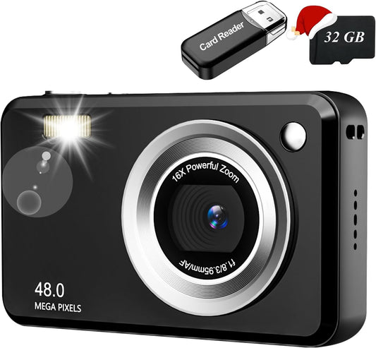 48MP Digital Camera + 32GB Card - Clear Shots Anywhere!