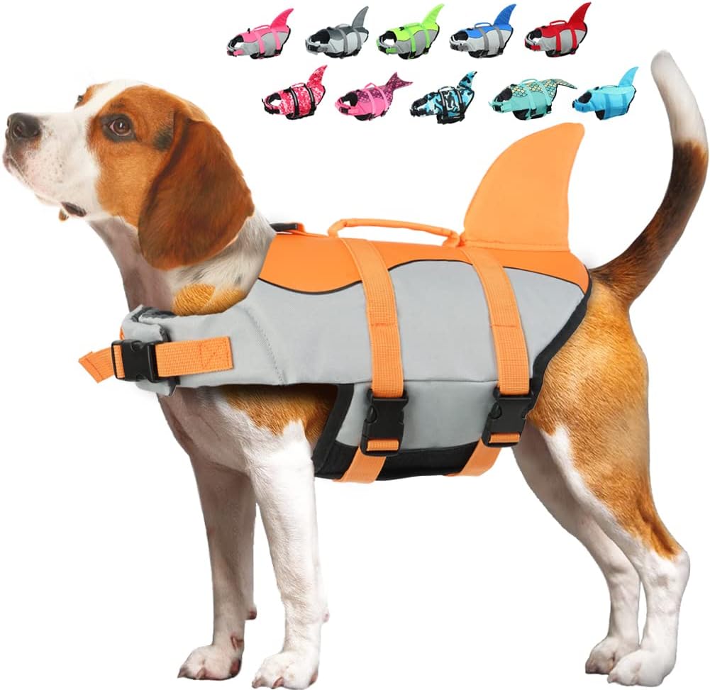 EMUST Dog Life Jacket Shark for Safe Swimming and Boating Fun
