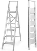 6 Step Ladder Aluminum Folding Step Ladder with Anti-Slip Steps
