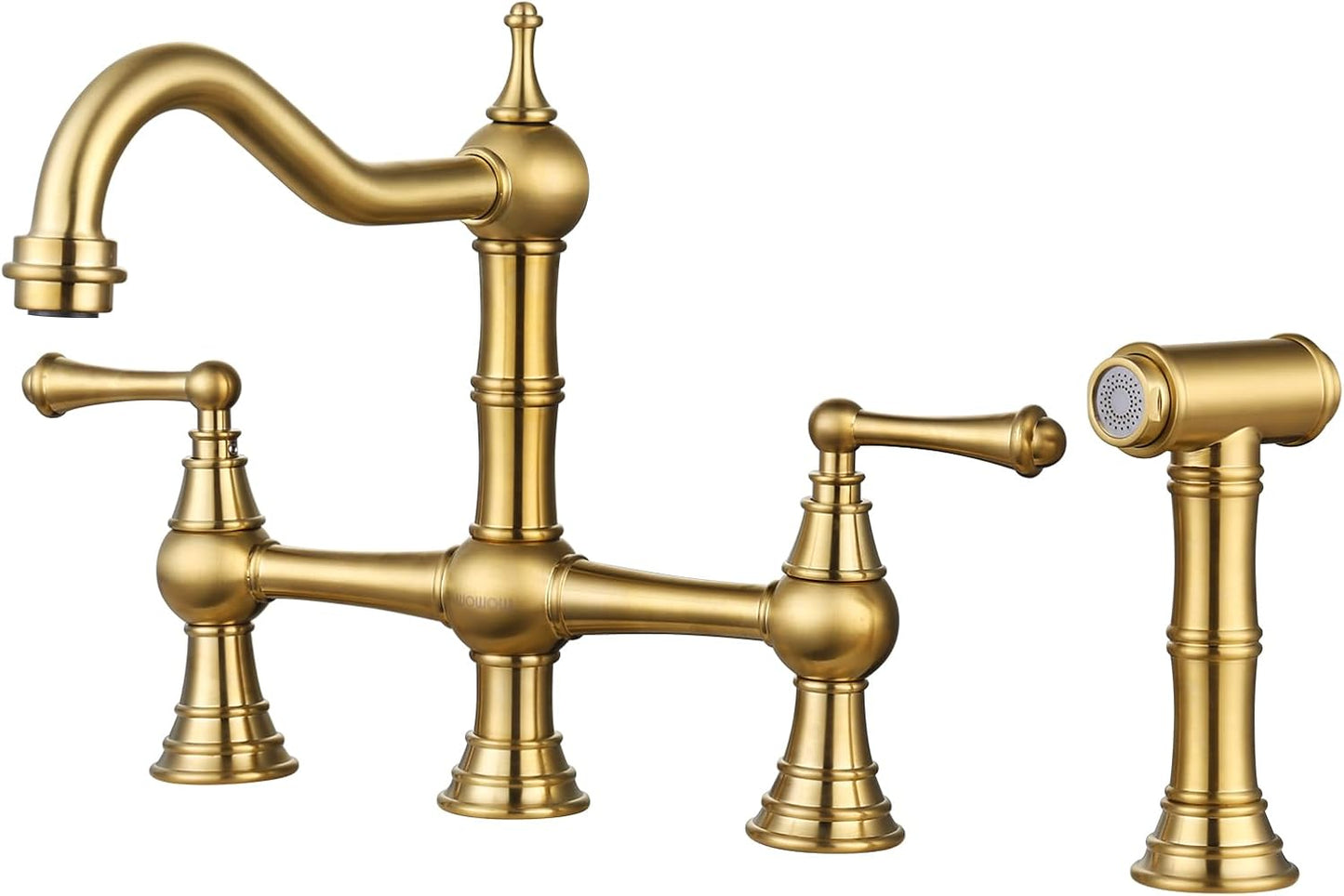 WOWOW Brass Kitchen Faucet Bridge with Side Sprayer for Sinks