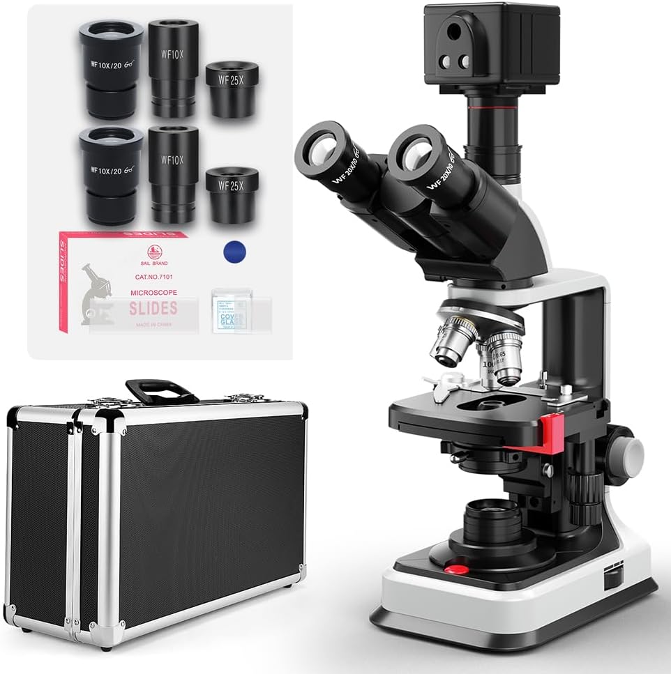 Vabiooth Lab Compound Microscope with 5MP Camera and Dual Power