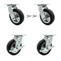 6 Inch Swivel Pneumatic Casters Set of 4 - Heavy Duty Wheels