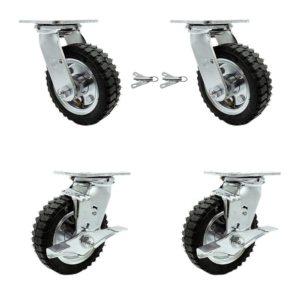 6 Inch Swivel Pneumatic Casters Set of 4 - Heavy Duty Wheels