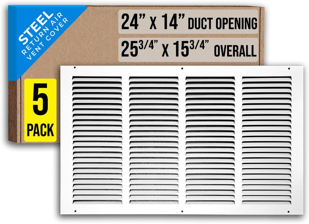 Steel Return Air Grille for 24x14 Duct Opening - 5 Pack