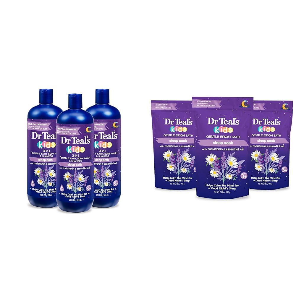 Dr Teal's Kids 3-in-1 Sleep Bath & Epsom Salt Soak Bundle