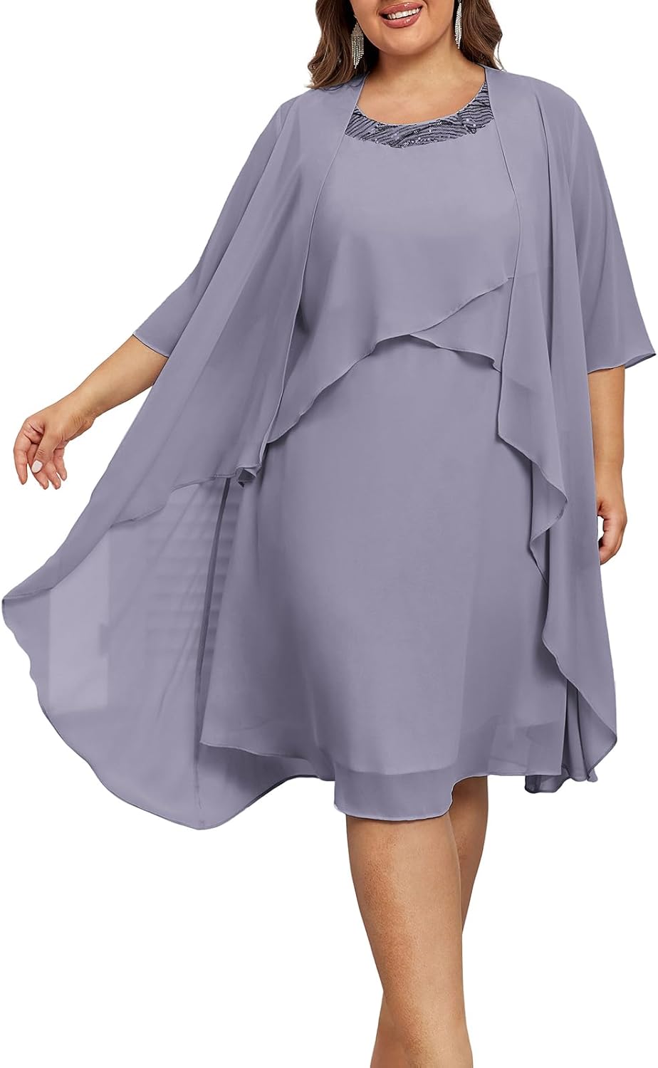 Plus Size 2 Piece Wedding Guest Dress with Jacket for Women