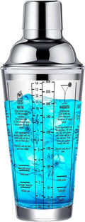 14oz Glass Cocktail Shaker w/ Built-in Strainer - Mix Perfect Cocktails!