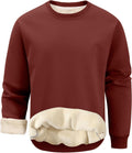 Men's Sherpa Lined Fleece Crewneck Pullover - Warm Winter Top