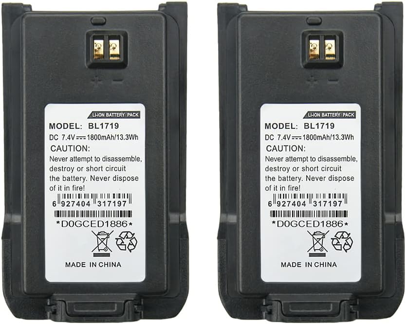 2 Pack Replacement Battery for HYT TC-508 TC-518 TC-580 Radios