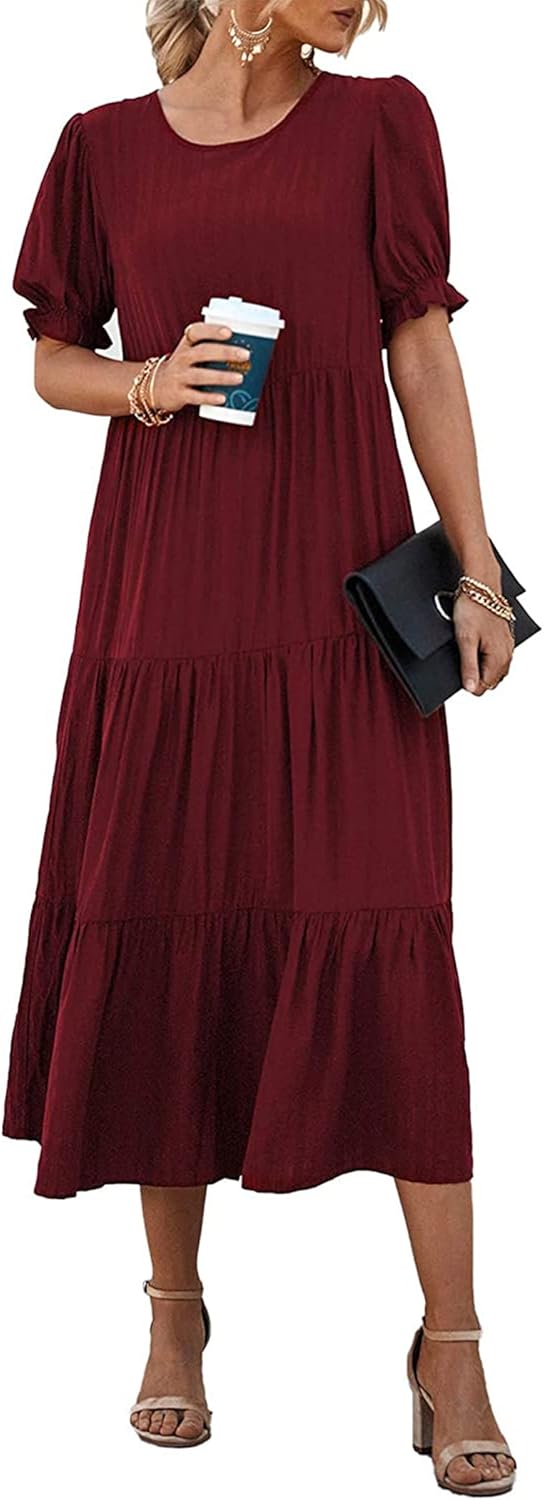 PRETTYGARDEN Summer Floral Midi Dress for Women - Stylish & Cute