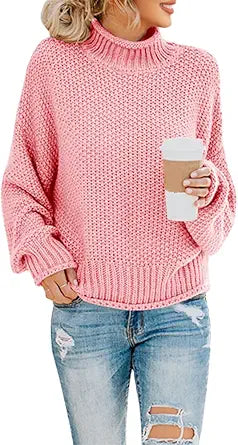 Oversized Turtleneck Sweater for Women - Cozy Knit Pullover