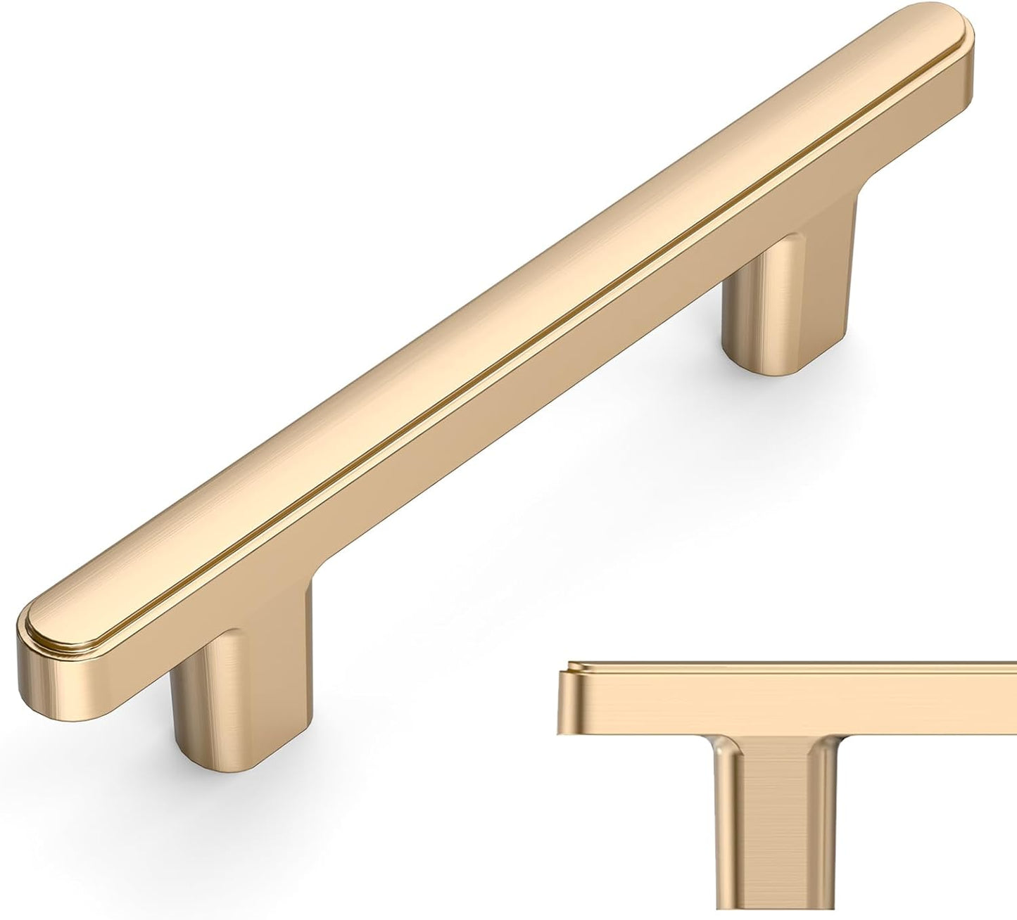Brushed Brass Cabinet Pulls - 10 Pack for Kitchen & Bathroom