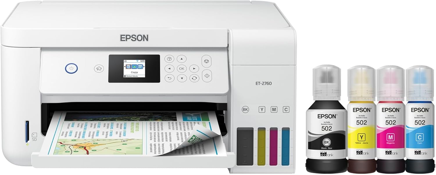 Epson ET-2760 Supertank Printer, Wireless & Cartridge-Free