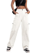 Women High Waisted Cargo Pants Wide Leg with 6 Pockets - Casual Combat