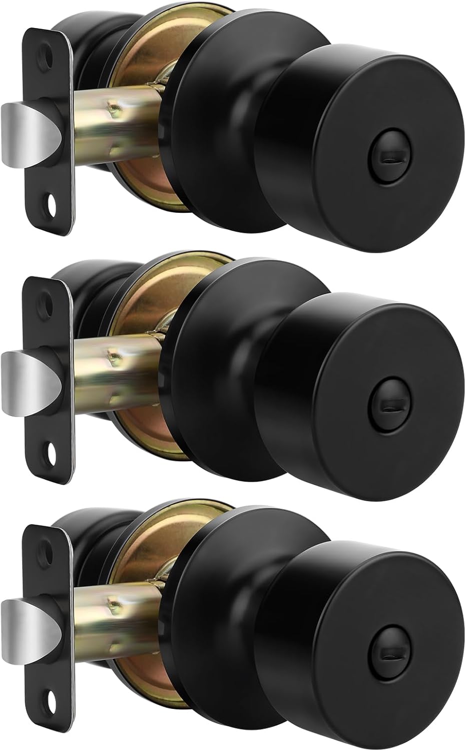 Black Door Knobs Interior Privacy Door Knob for Bedroom or Bathroom