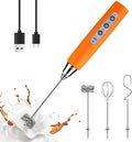 Milk Frother Wand Handheld Rechargeable - Quiet 3-Speed USB Frother