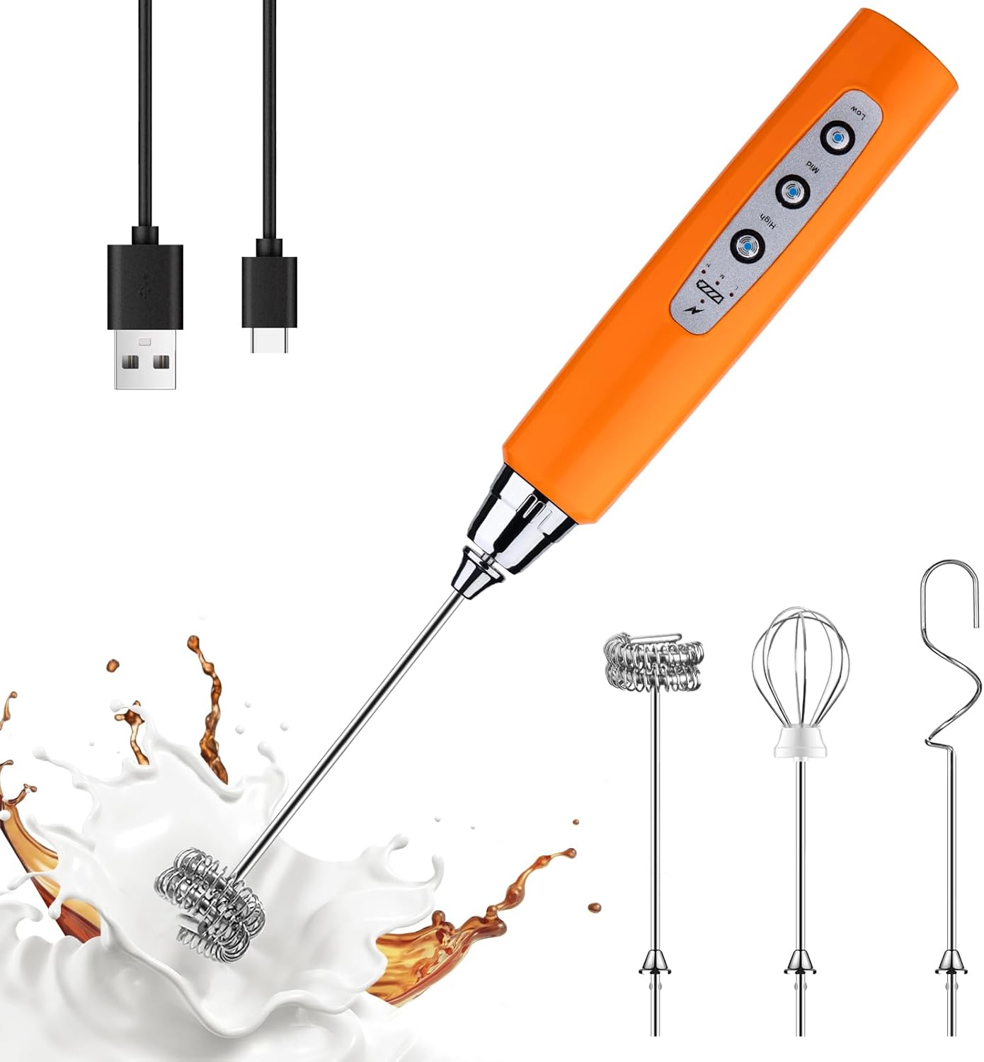 YUSWKO Rechargeable Milk Frother - 3 Speeds