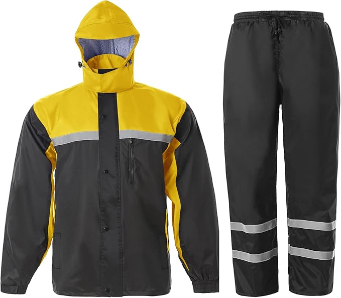 Men's High Visibility Reflective Rain Suit for All Sports Activities