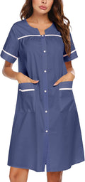 Ekouaer Sleepwear Womens Snap Front Nightgown Housecoat - Comfortable
