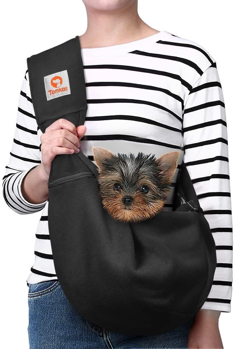 Tomkas Small Dog Sling Carrier for Puppies - Adjustable & Safe