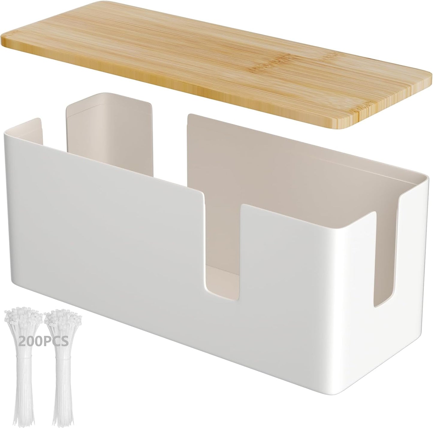 Wooden Cable Box With 200 Ties - Stay Tangle Free!