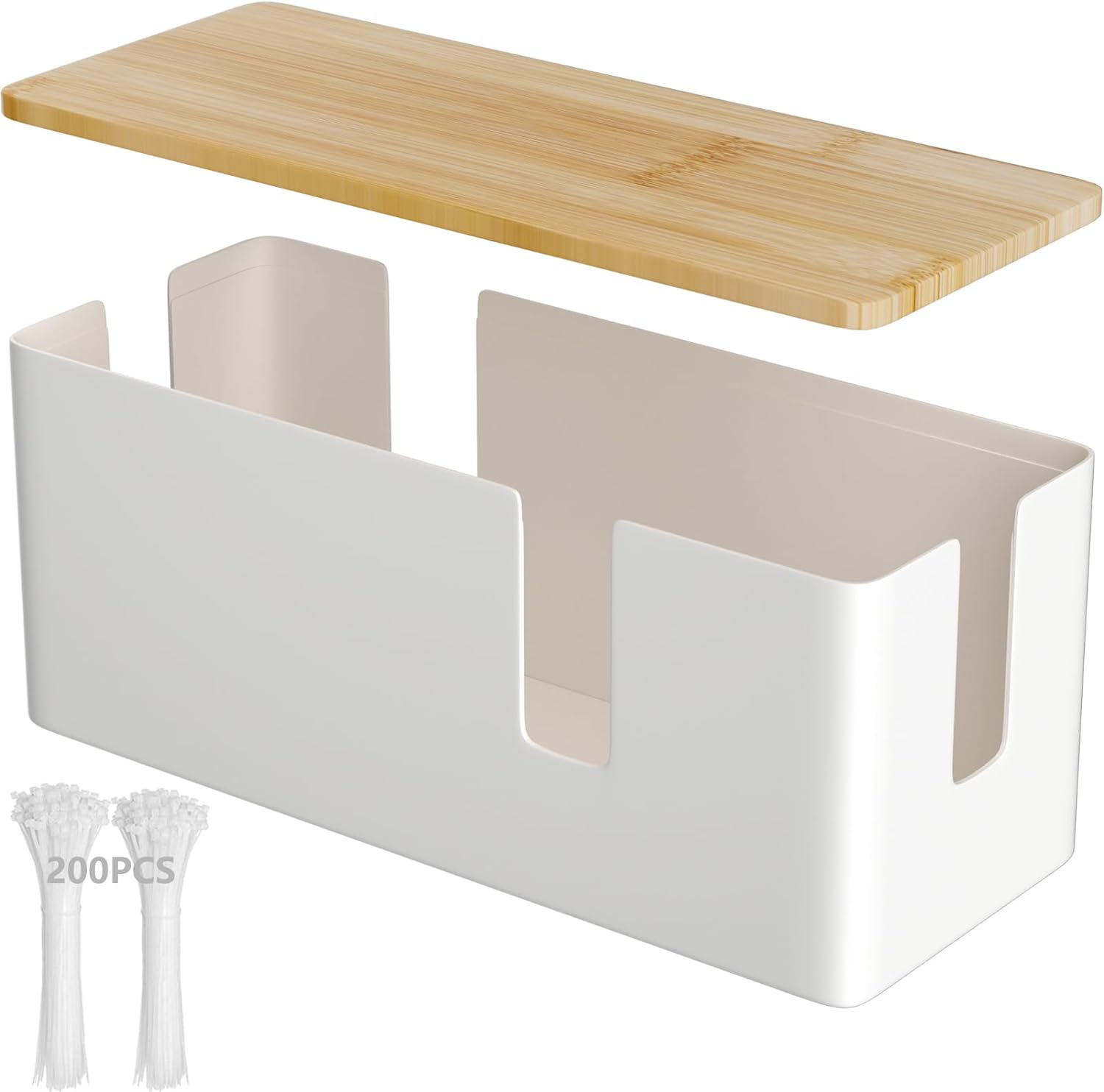 Wooden Cable Box With 200 Ties - Stay Tangle Free!