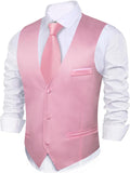 Barry.Wang Vest for Men V-neck 3-Button Satin Waistcoat - Slim Fit