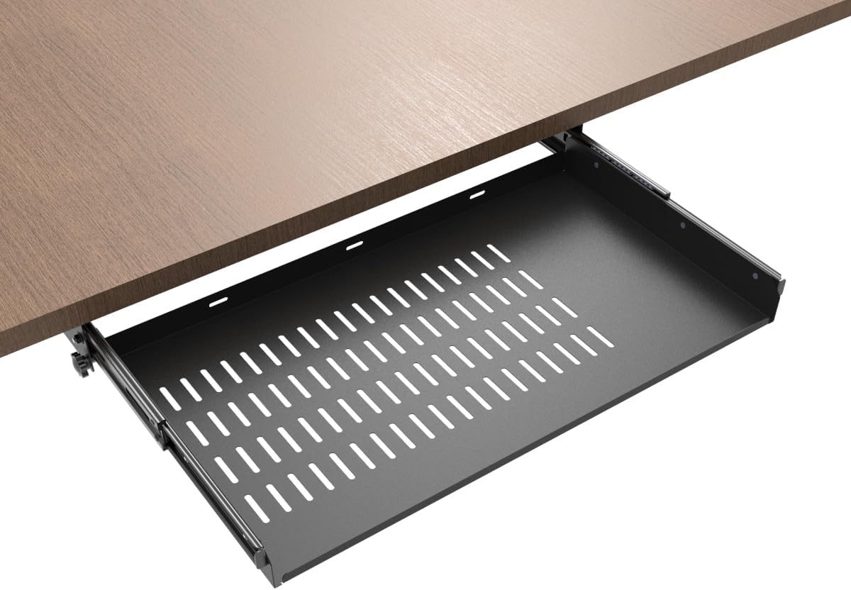 21 Inch Sliding Under Desk Laptop Mount with Air Vents for Convenience