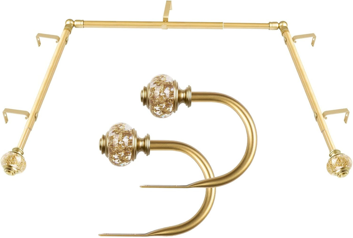 Bay Window Curtain Rod Set - Elegant Gold Finish