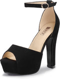 Platform Chunky High Heels Dress Sandals Peep Toe Ankle Strap - 5in is