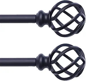 QITERI Adjustable Curtain Rod 28-48in with Twisting Cage Finials